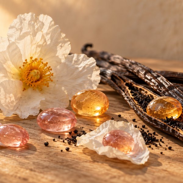 Note di fondo: Cisto, Vaniglia Assoluta (Madagascar), Accordo Candy