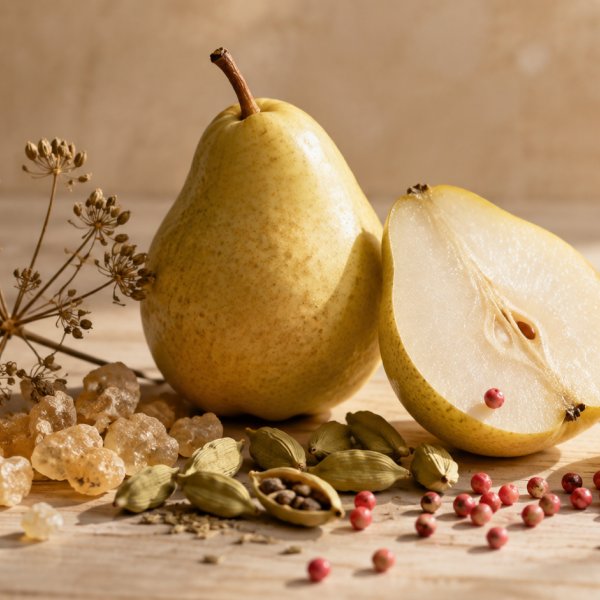 Note di testa: Cardamomo, Elemi, Pepe Rosa, Semi Di Angelica, Pera Cristallina