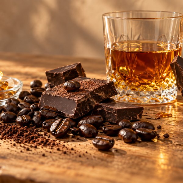 Note di cuore: Cioccolato Fondente, Amberwood, Caffè Tostato, Rum Ambrato