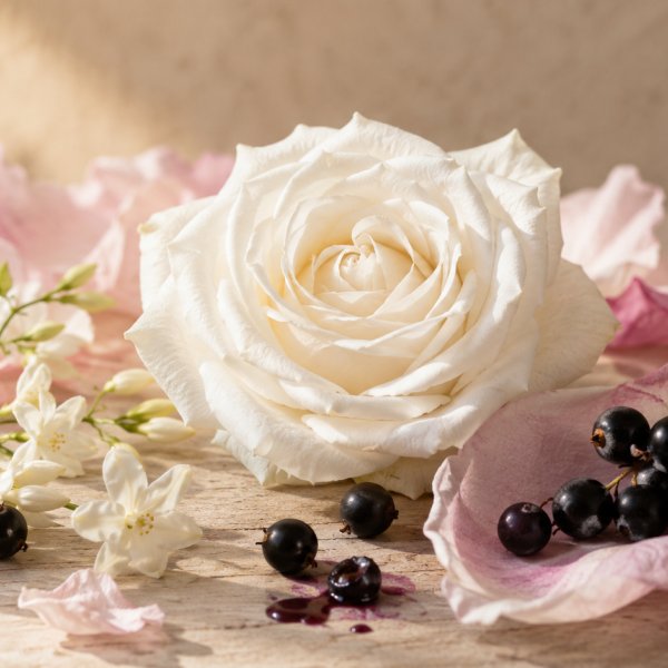 Heart notes: Jasmine, Blackcurrant, White Rose, Petali Di Peonia