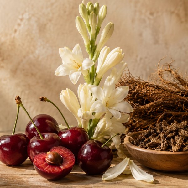 Heart notes: Cherry, Tuberose, Jatamansi