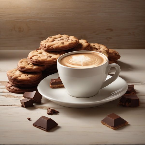 Note di cuore: Biscotto Al Cioccolato, Crema Pasticcera, Latte Caldo